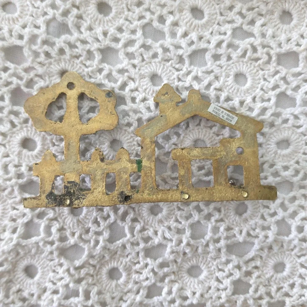 Vintage Brass Key Holder, House Shaped Wall Hook